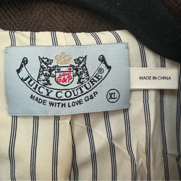 Juicy Couture Y2K Brown Herringbone Wool Blazer w/Silk Lining - Picture 9 of 11